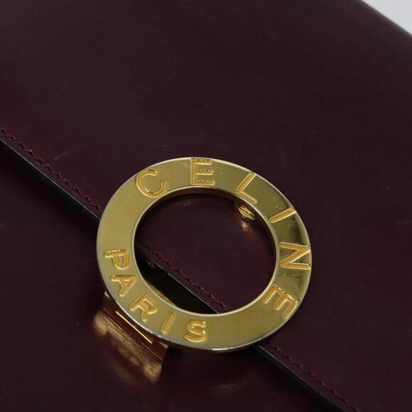 CELINE Circle Hand Bag Leather 2way Purple Gold Auth 124785 - Picture 12 of 16